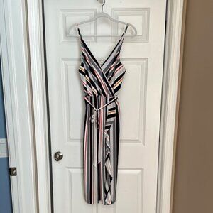 Stylish LOFT Outlet sleeveless v-neck sundress with a striped pattern.  Like New